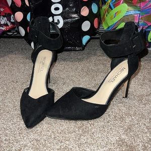 Michael Shannon Ravenna High Heels with Ankle Strap Black Suede-  Size 7.5